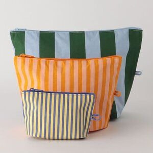 NWT Baggu Go Pouch Set - Hotel Stripes